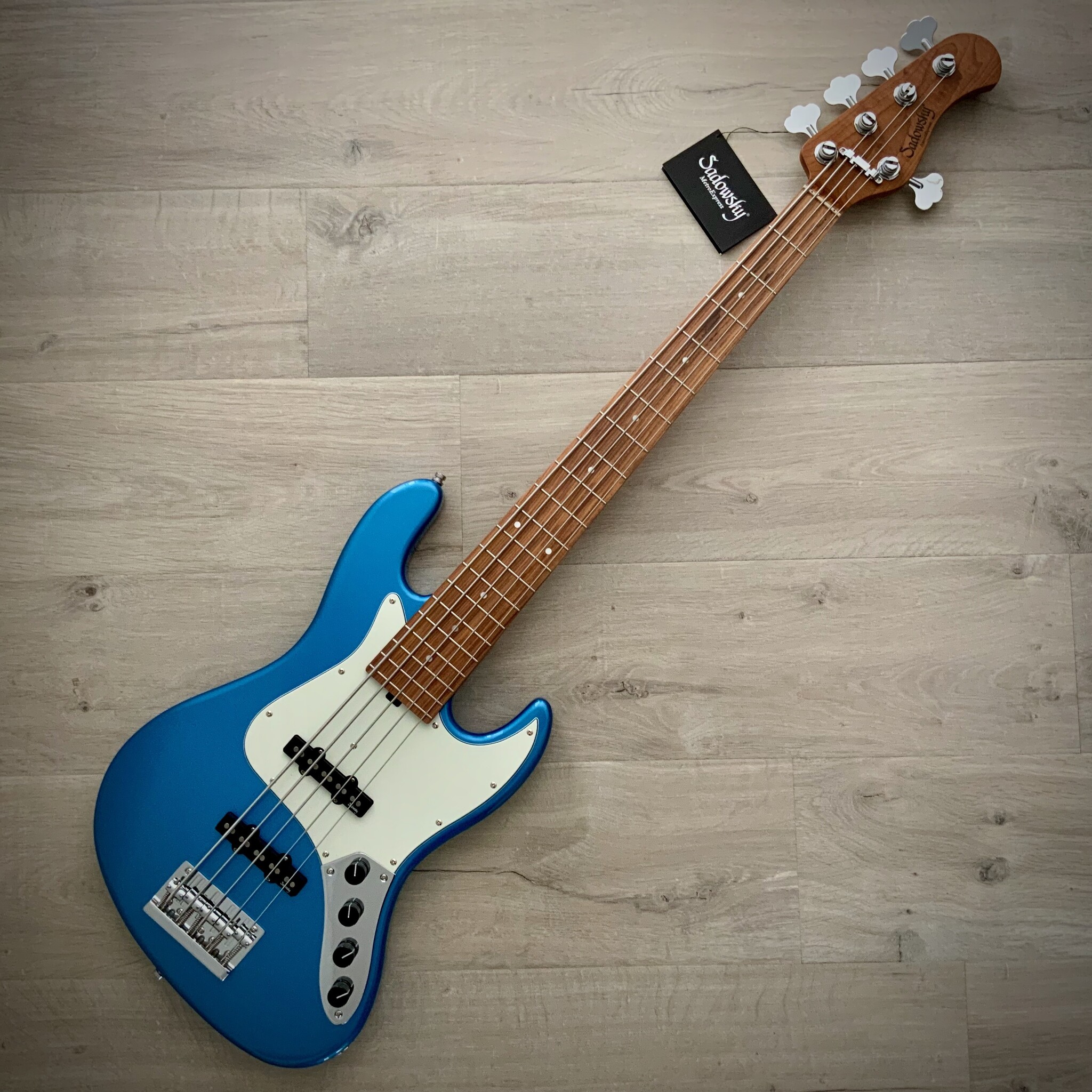 Sadowsky MetroExpress 21-Fret Vintage JJ 5-String Bass, Ice Blue Metallic High Polish, Morado Fretboard (2023 Updated Model)
