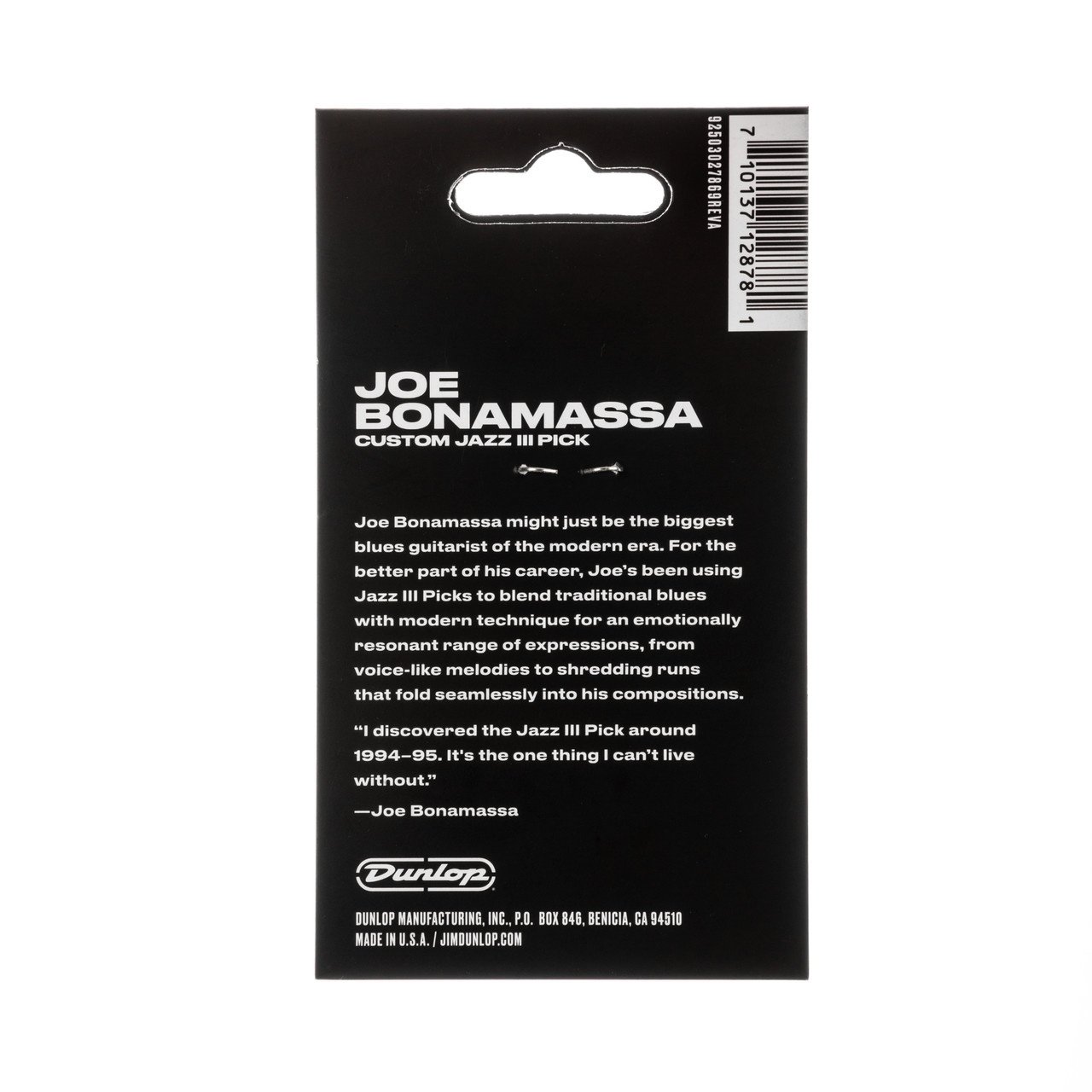 Dunlop Joe Bonamassa 6-Pick Variety Pack, Custom Jazz III Picks