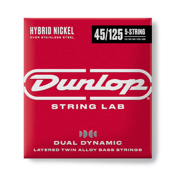 Dunlop Dual Dynamic Layered Twin Alloy Hybrid Wound Nickel Bass Strings 45-125 | 5-String (DBHYN45125)