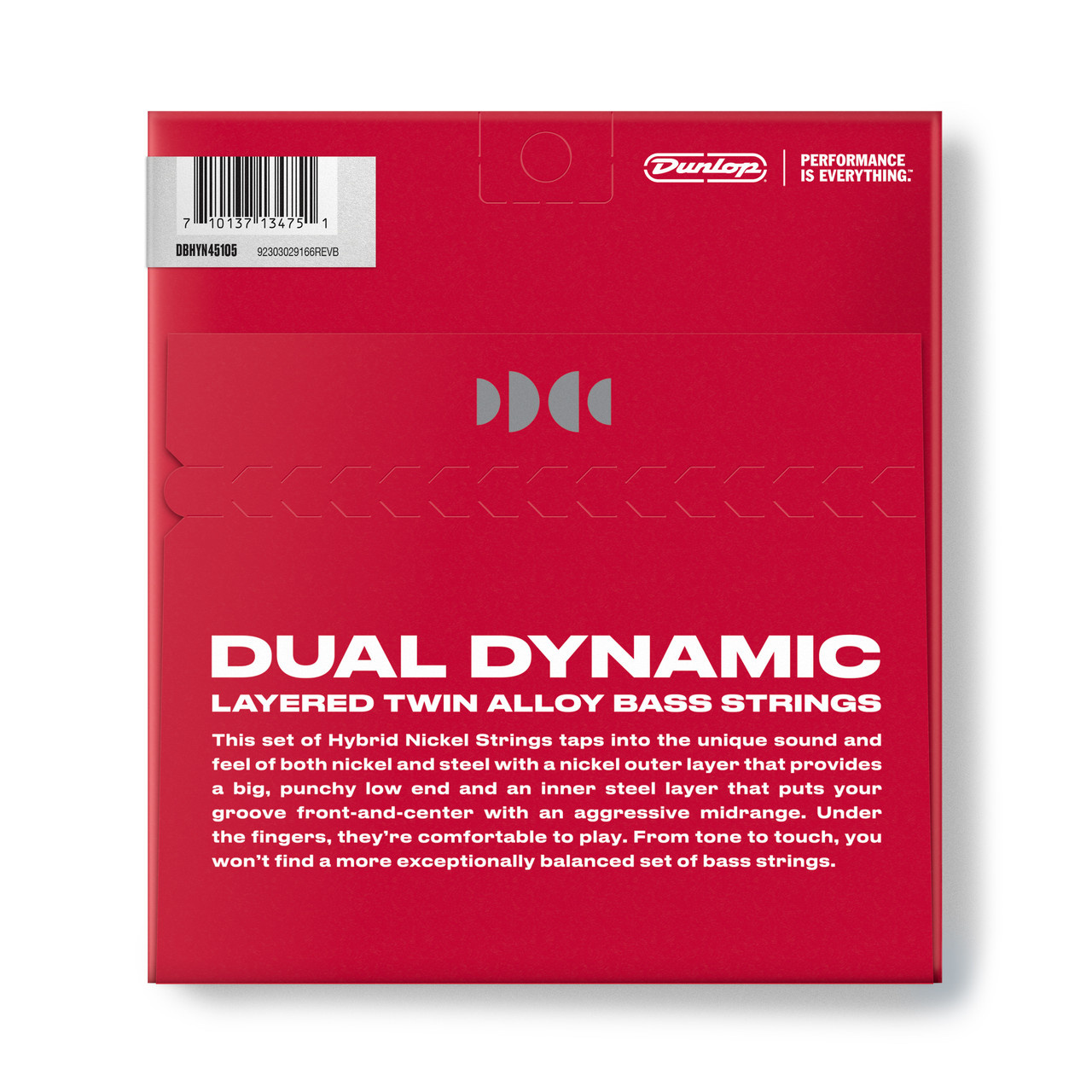 Dunlop Dual Dynamic Hybrid Nickel Bass Strings, 45/105, 4-String Set