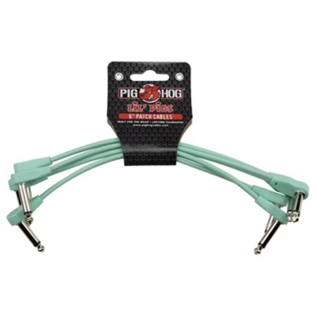 Pig Hog Lil' Pigs - 6-inch Low Profile Patch Cables, 4-Pack, Seafoam Green