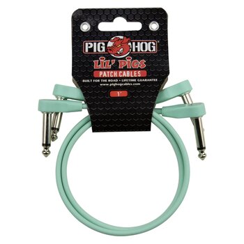 Pig Hog Lil' Pigs 1-Foot Low Profile Patch Cables, 2-Pack, Seafoam Green