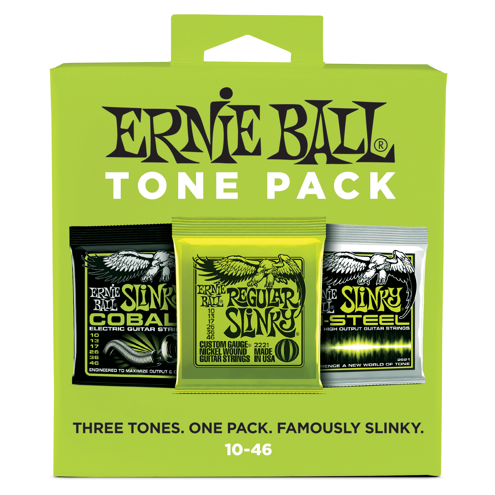Ernie Ball Regular Slinky Electric Tone Pack 10-46 Gauge (Variety 3-Pack: Original, Cobalt, M-Steel)