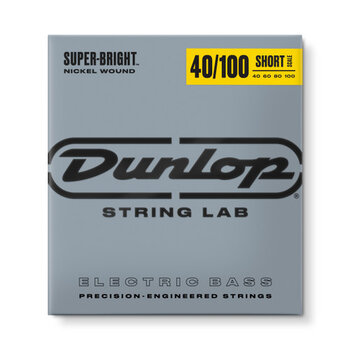 Dunlop Super-Bright Nickel Wound Electric SHORT SCALE Bass Strings, 4-String Set, 40-100 Gauge
