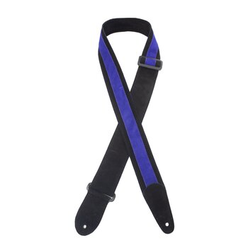 Henry Heller 2" Wide Guitar/Bass Strap, Buttery Black Suede with Centered Violet Purple Suede Stripe (HPDS2-03)