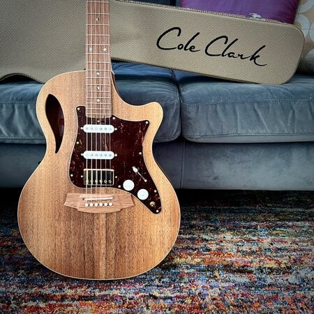 Cole Clark True Hybrid Thinline Acoustic-Electric Guitar, All AA Australian Blackwood, Cutaway, Balanced HSS, Natural
