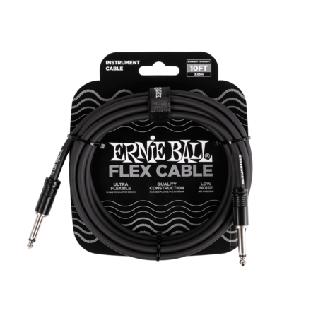 Ernie Ball Flex Instrument Cable, Straight/Straight 10ft - Black