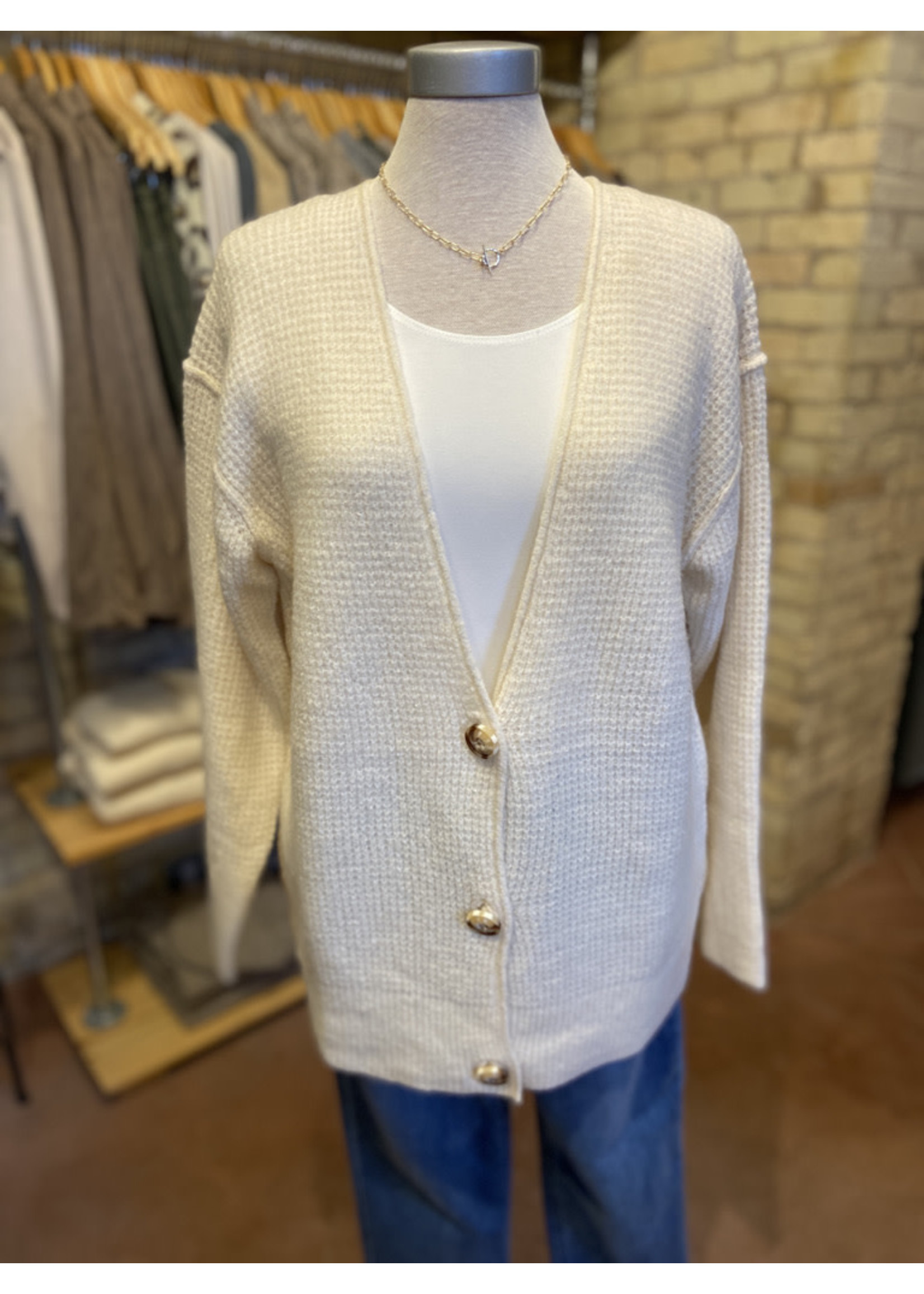 By Together Button Up Garter Stitch Cardi