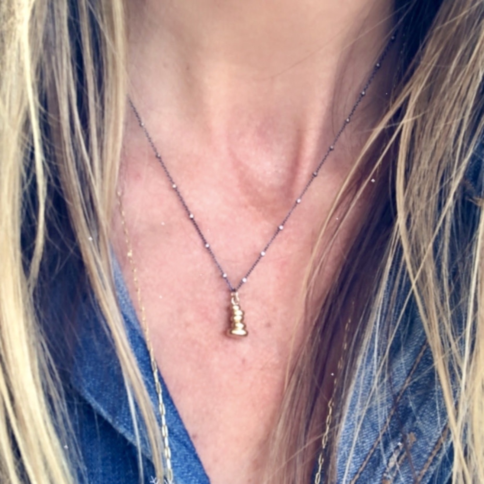 So Me So Me Designs | Hope charm, 14k yellow gold and oxidized chain