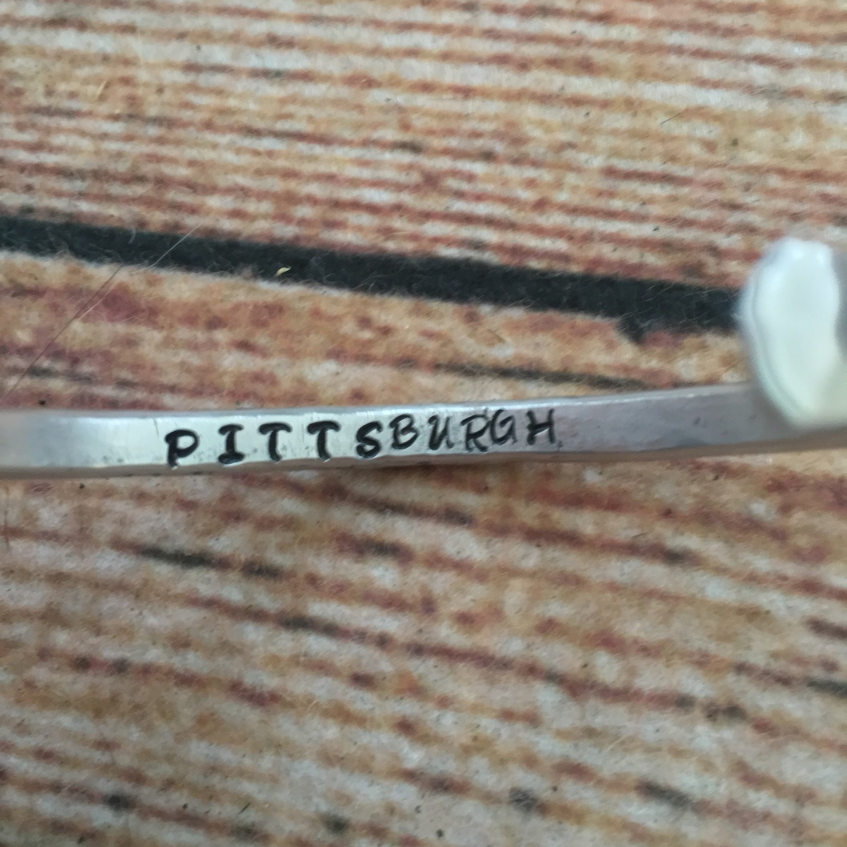 Janine Zink Jewelry by Janine-117 Pittsburgh Souvenier - Handcrafted Aluminum Cuff - "Mt. Washington, Zoo, Point Park, The Strip, Pens"
