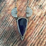 Olive Bungalo Olive Bungalow Sodalite Shield and Moonstone Necklace