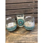 Susan Cowher Candles Uncorked-3 Piece Clear Mandala set (candle and 2 glasses)