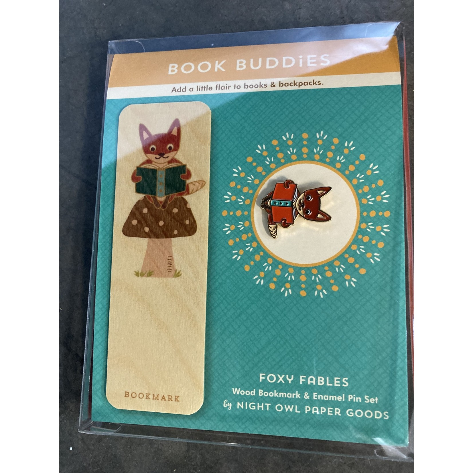 Night Owl Paper Goods Night Owl Paper Goods | Foxy Fables Gift Set - Bookmark & Enamel Pin