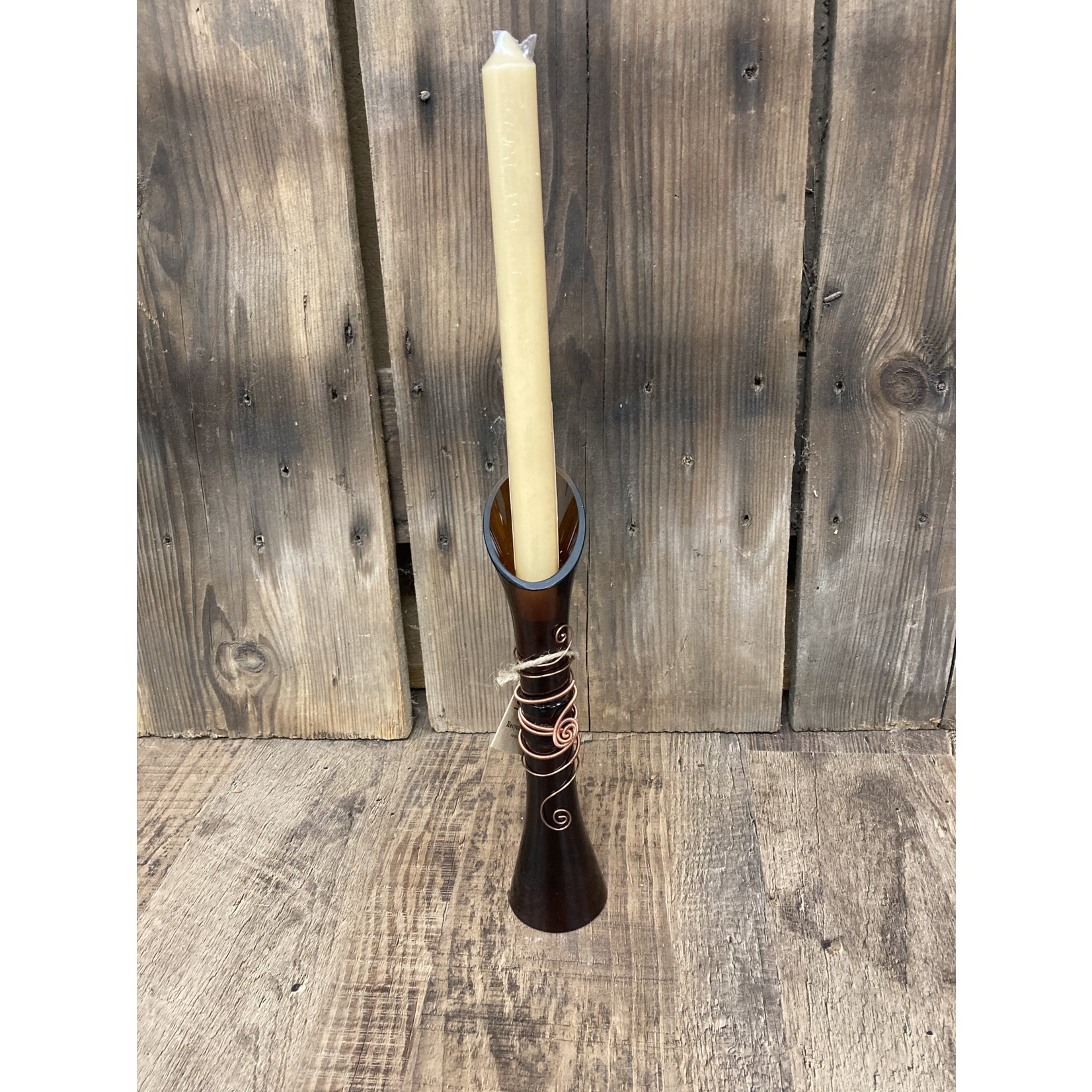 Susan Cowher Candles Uncorked Tall Candle Holder with Copper Wrap