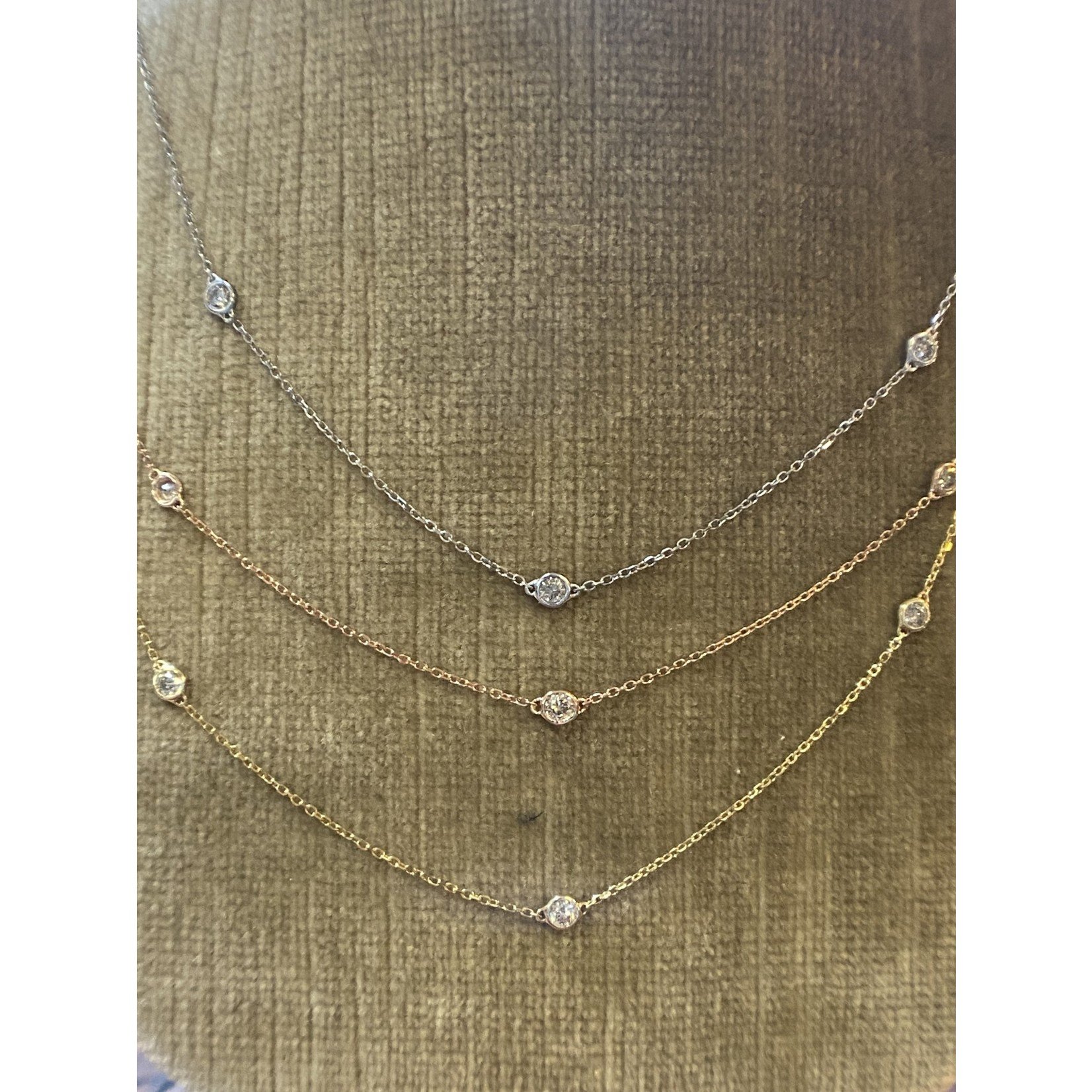 RDI So Me Designs Diamond 14k yellow gold station necklace .25 ct total weight