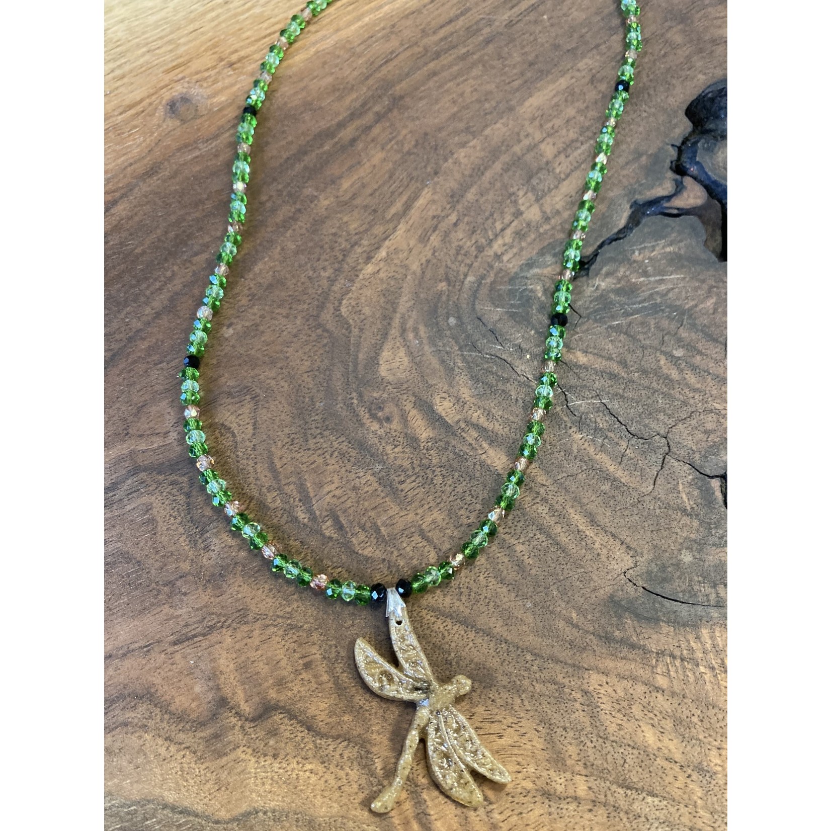 Colleen Hirsh Colleen Hirsh #178 Deep Creek Dragonfly Green Beads Necklace