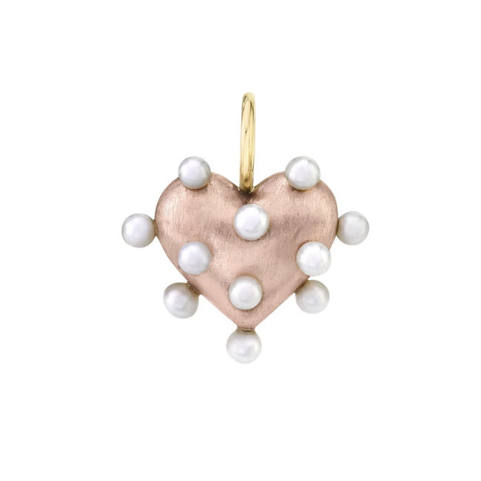 Rachel Quinn Rachel Quinn | Petite Pin Cushion Heart Charm; 14k gold, freshwater pearls