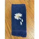 Carol Tarasi Handmade by Carol |   Navy fingertip towel  with White Flower