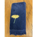 Carol Tarasi Handmade by Carol |   Navy fingertip towel  with Yellow Flower