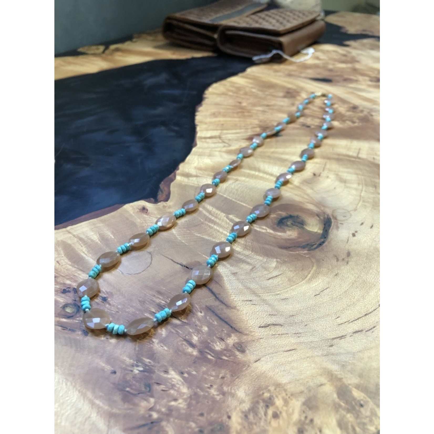 So Me So Me Designs| Moonstone and turquoise necklace 26 1/2"