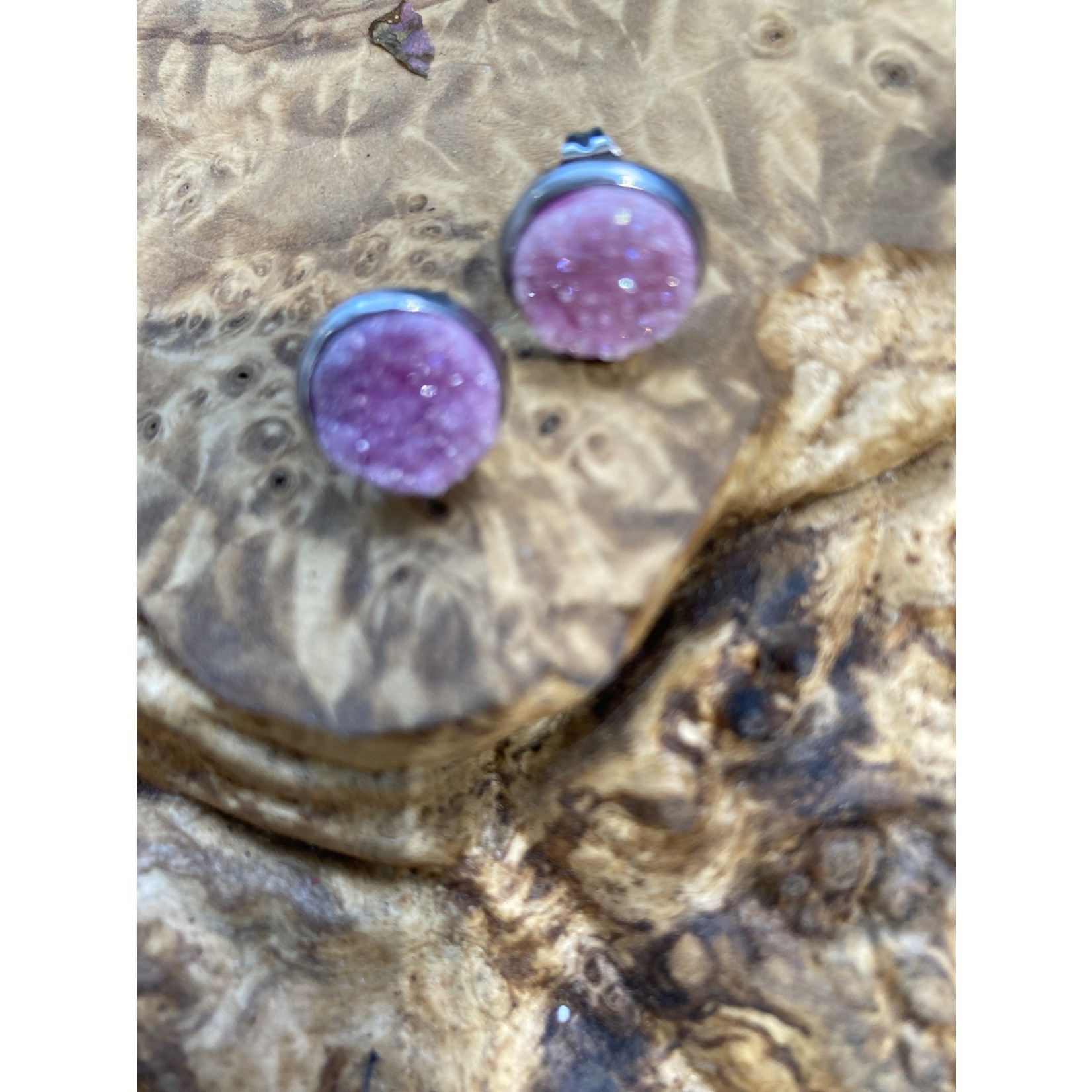 Papas Designs Papas Designs | 10mm Violet Druzy stud earrings