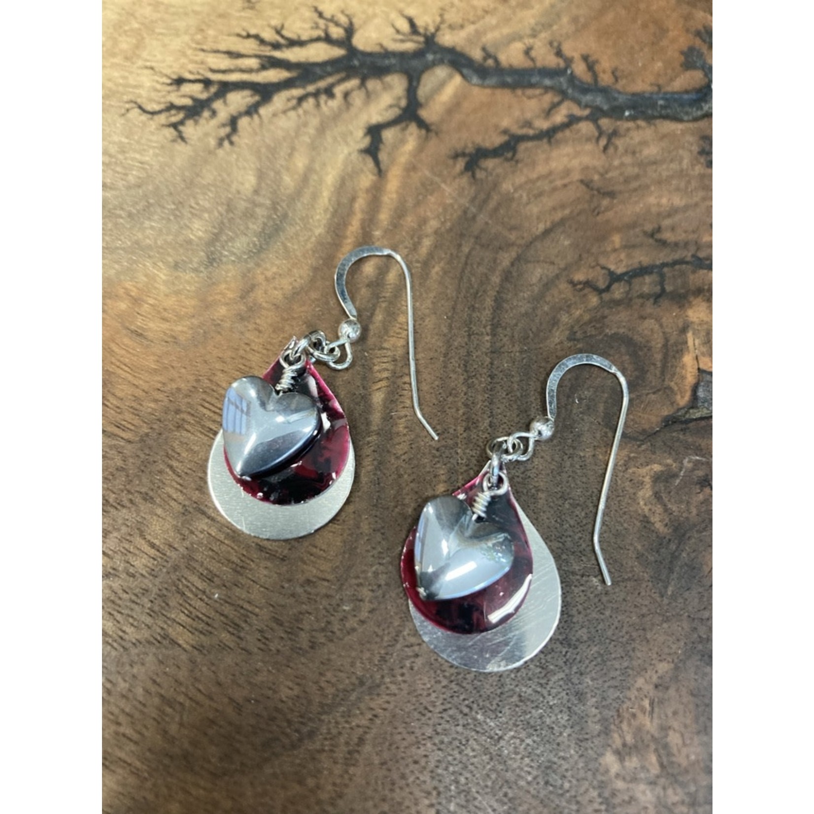 Colleen Hirsh Colleen Hirsh | #360 Red resin w/ silver heart earring