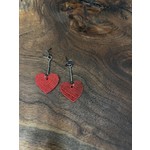 molliPOPdesign MolliPOP design | Red leather heart stud & drop and dangle Earrings