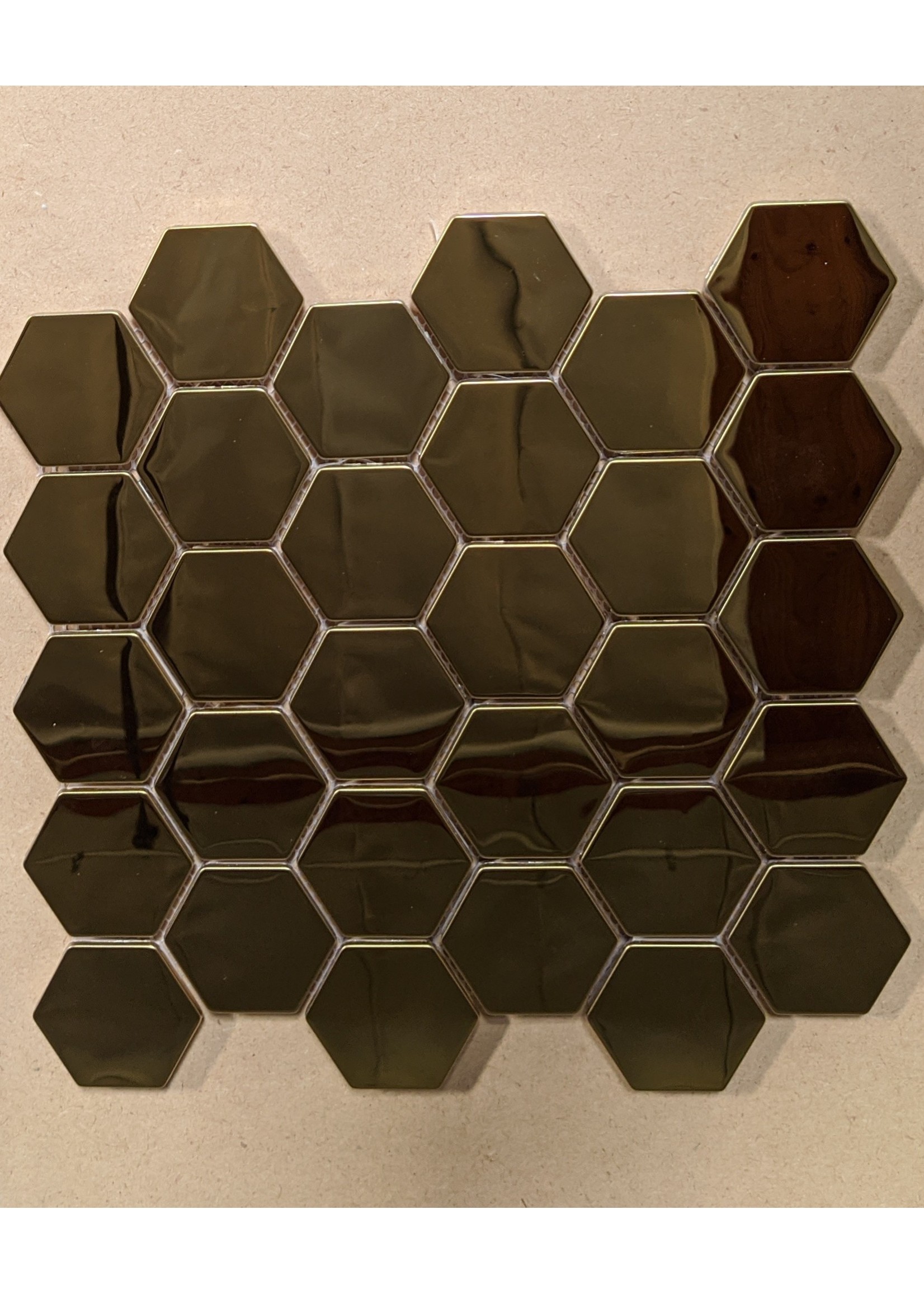 M1-Stainless Gold Hexagon Mosaic