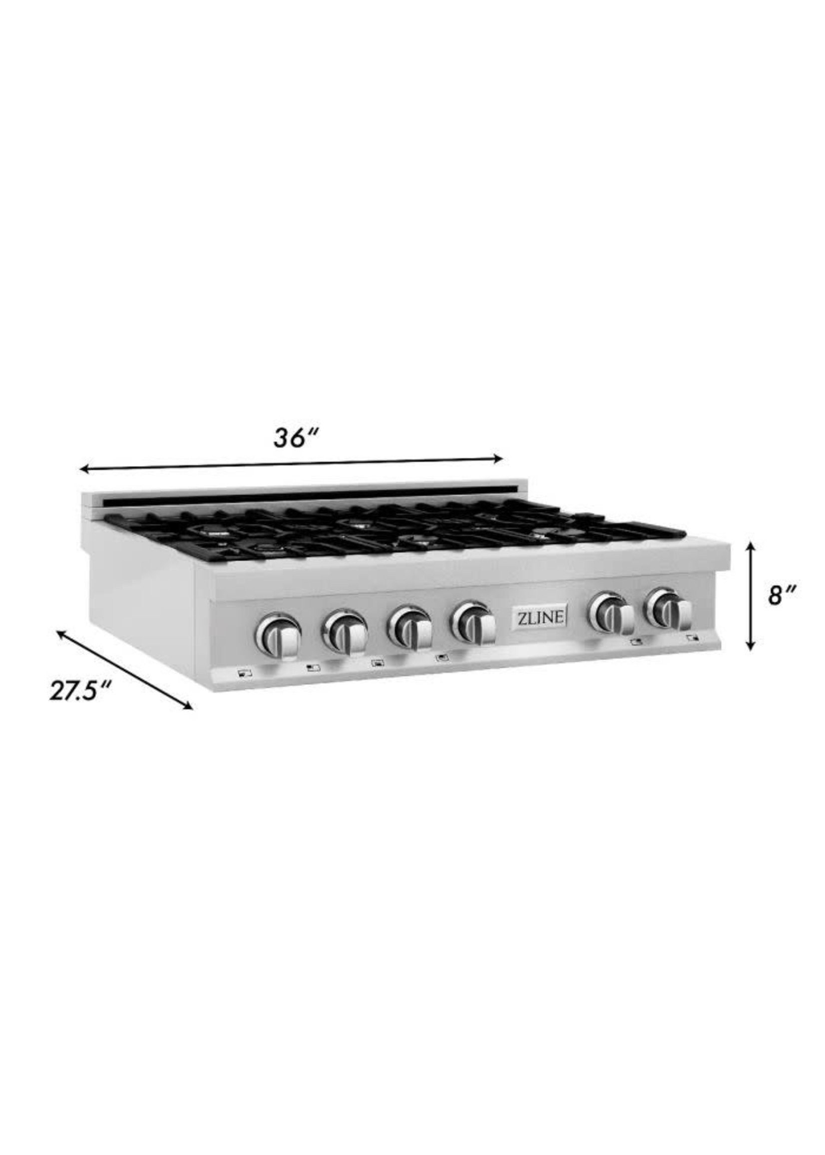 ZLINE ZLINE 36" Porcelain Gas Stovetop in DuraSnow® Stainless Steel with 6 Gas Burners