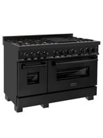 Z-Line 48" Slide-In Convection Dual Fuel Range Black Stainless w/ Brass Burners