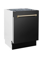 ZLINE ZLINE Autograph Series 24 inch Tall Dishwasher in Black Stainless Steel with Gold Handle, DWVZ-BS-24-G