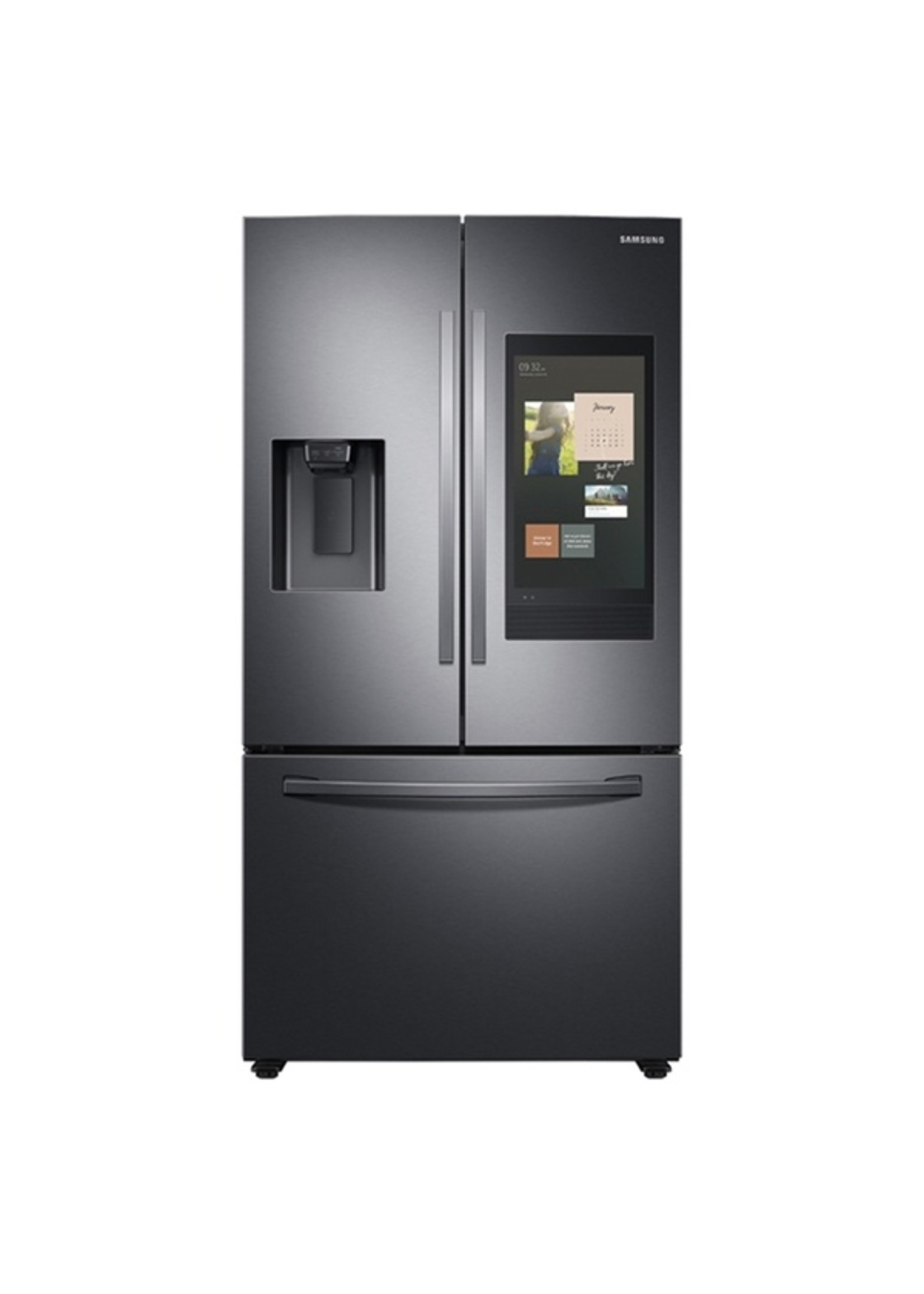 SAMSUNG Samsung 27 cu. ft. Family Hub French Door Smart Refrigerator in Fingerprint Resistant Black Stainless Steel