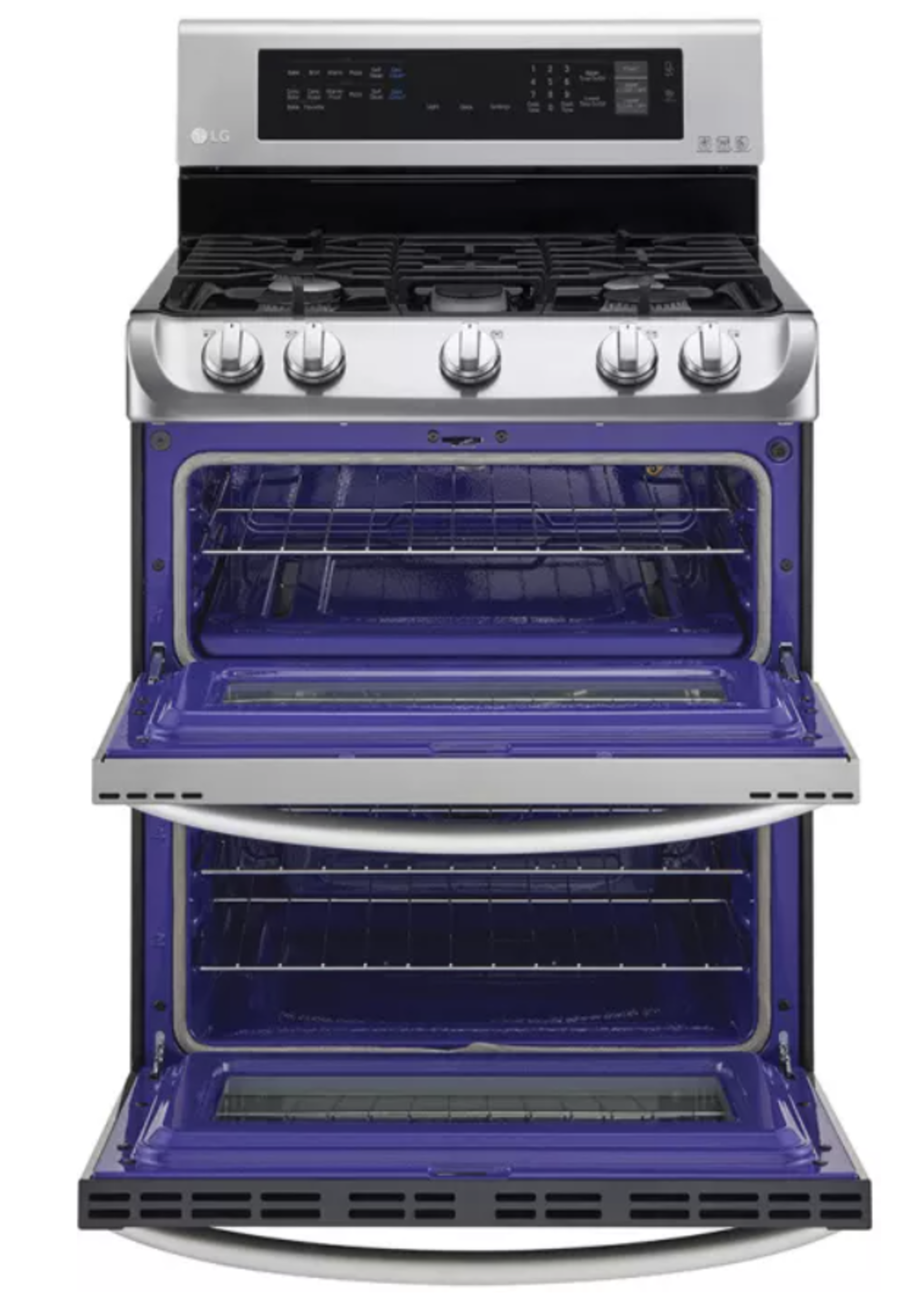 LG 30 Inch Double Oven Gas Range with 5 Sealed Burners, 6.9 cu. ft. Total Oven Capacity