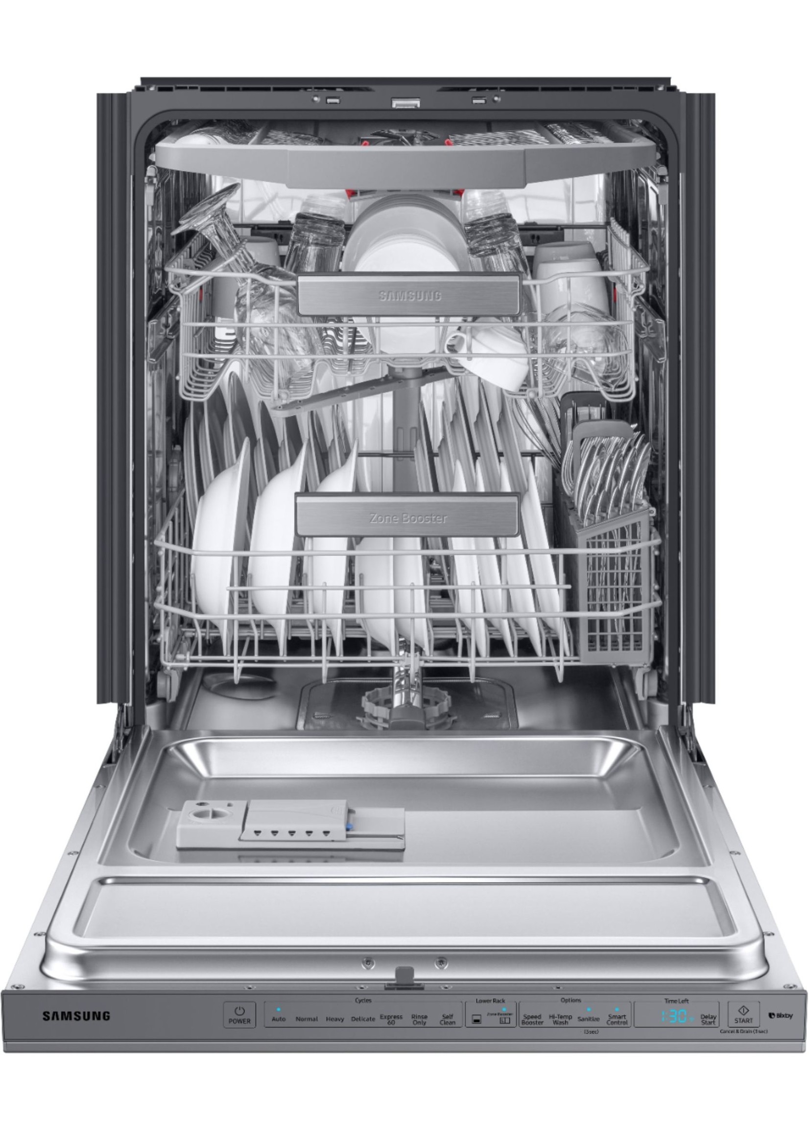 SAMSUNG 24 in. Top Control Tall Tub Dishwasher in Fingerprint Resistant Stainless Steel with AutoRelease, 3rd Rack, 39 dBA