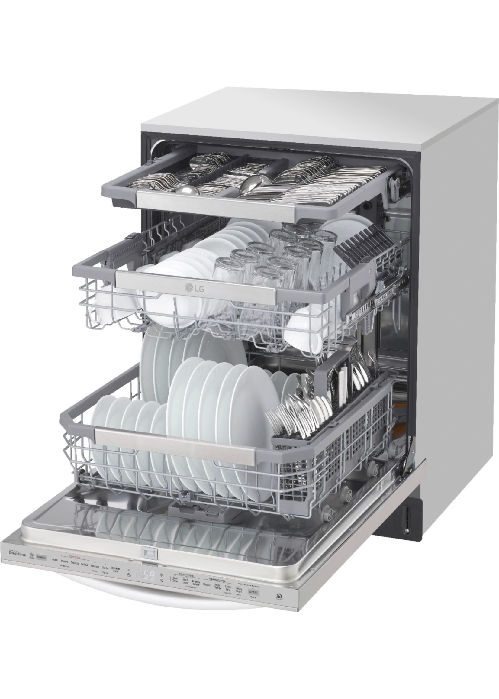 LG - 24" Top Control Smart Built-In Dishwasher with TrueSteam, Tub Light and Quiet Operation - Stainless steel
