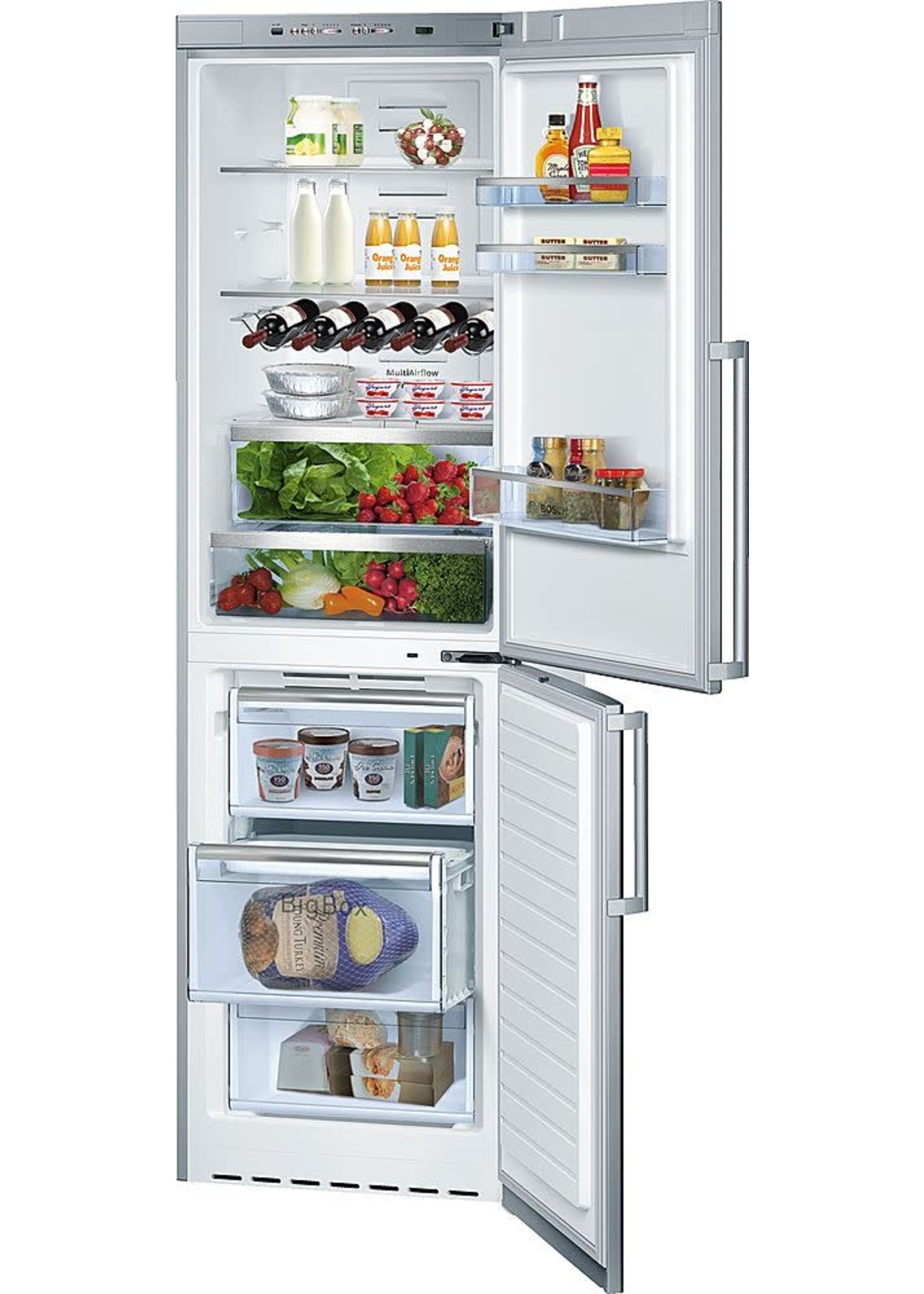 Bosch - 500 Series 11.0 Cu. Ft. Bottom-Freezer Counter-Depth Refrigerator - Stainless steel