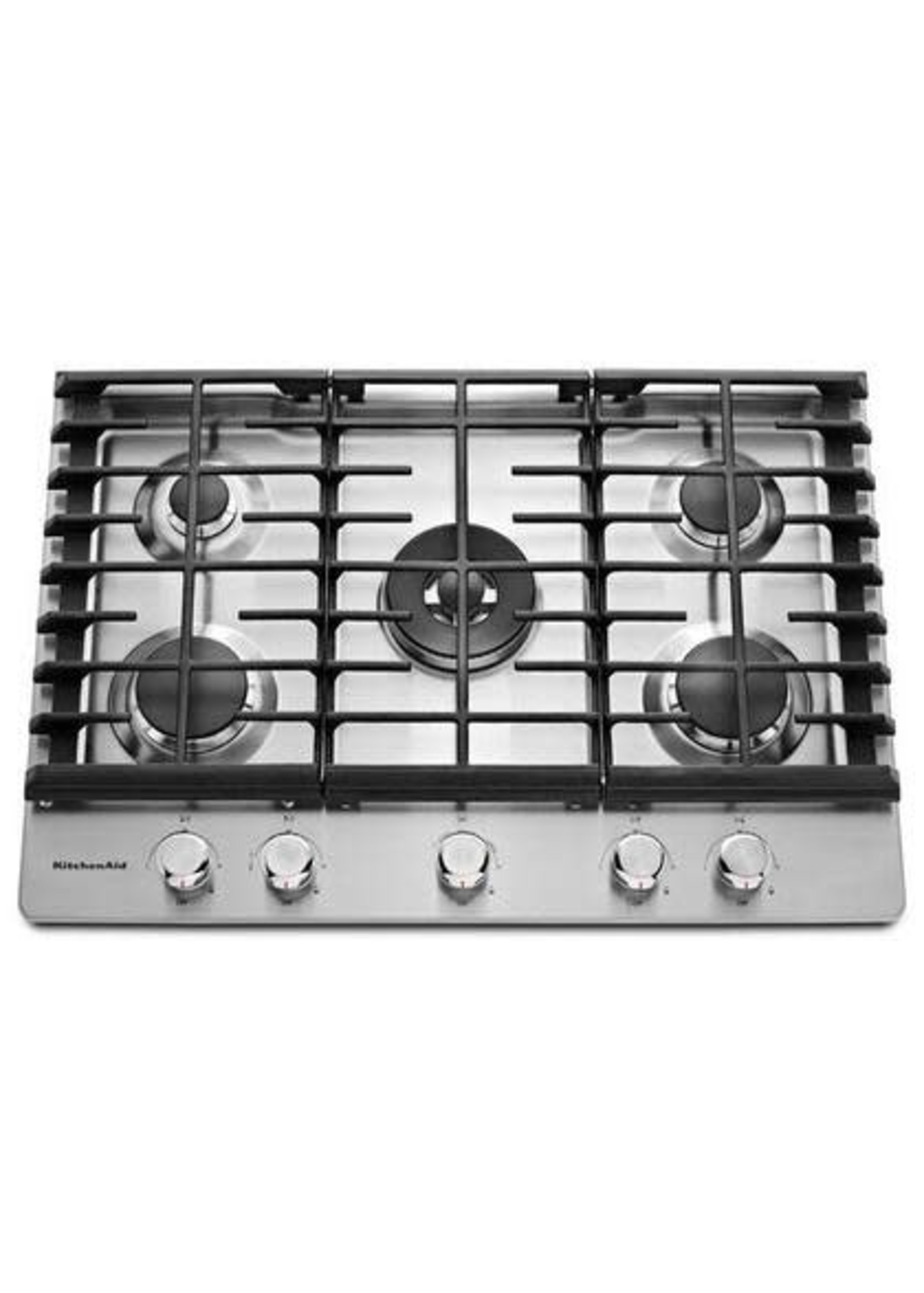 KitchenAid 36 in. Gas Cooktop in Stainless Steel with 5 Burners Including a Professional Dual Tier Burner and a Simmer Burner