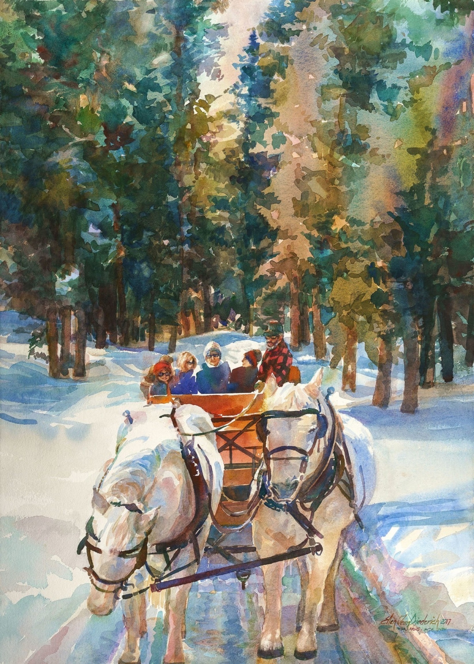 Givinity Press Givinity Over The Hills We Go Holiday Card set of 15