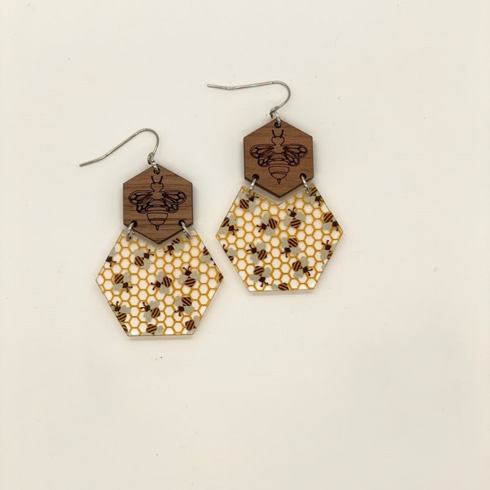 Bees/Hexagon Earrings