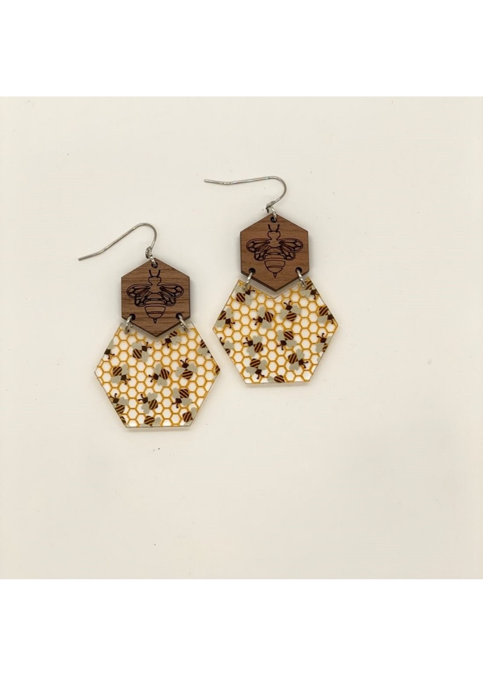 Bees/Hexagon Earrings