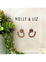 Clover Horseshoe Earrings - Walnut