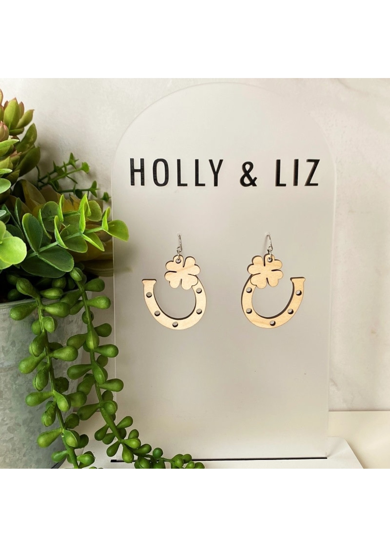 Holly & Liz Clover Horseshow Earrings- Maple
