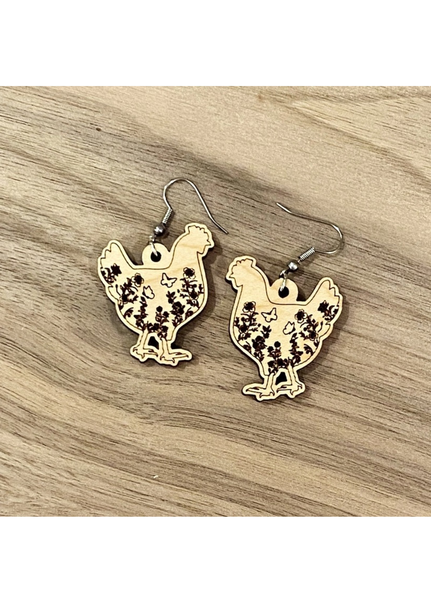Holly & Liz Floral Chicken Drop Earring