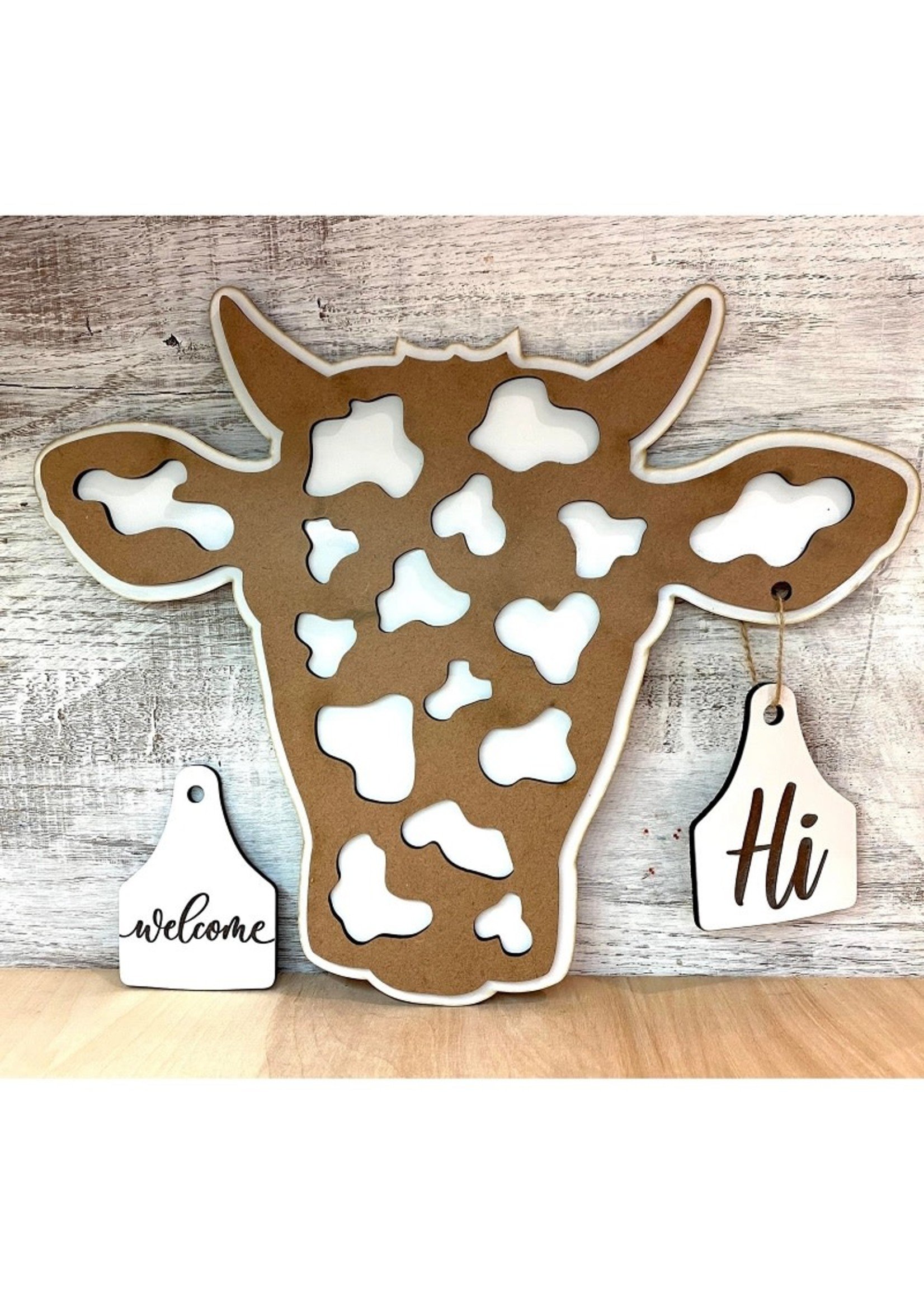 Cow Sign with "Welcome" Ear Tag