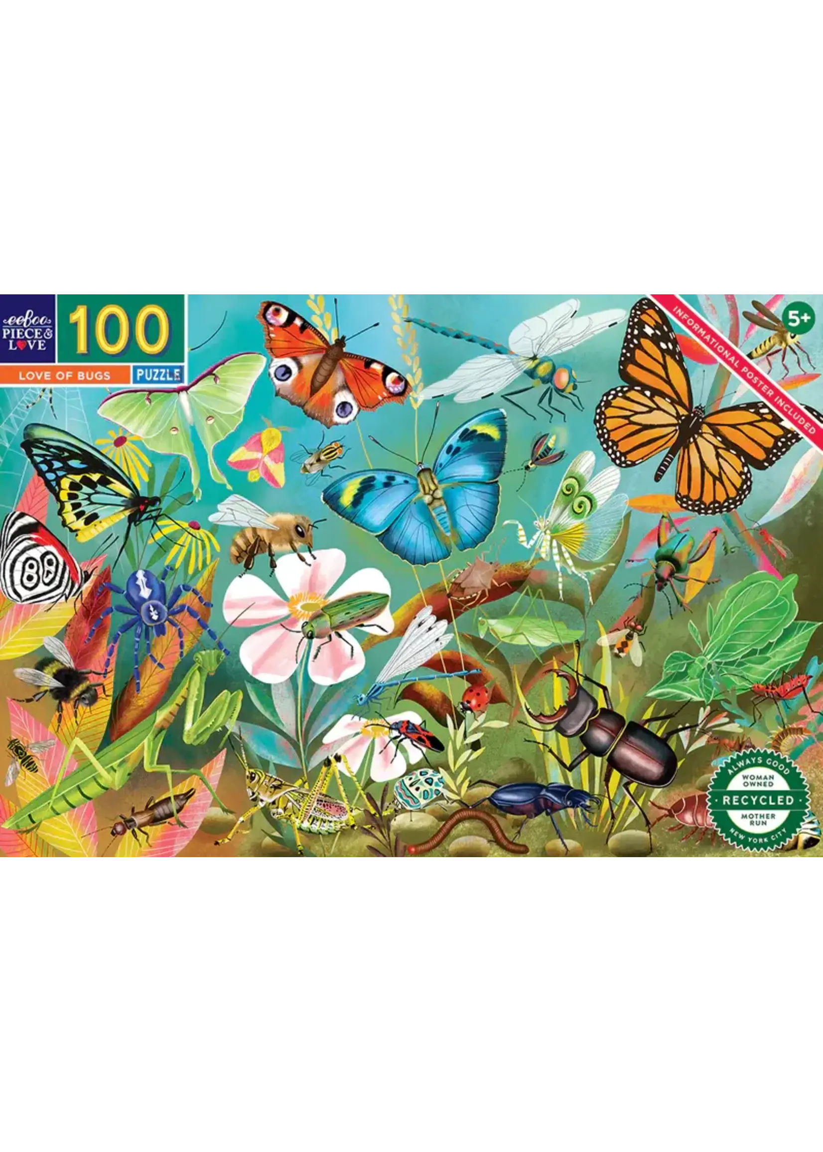 Eeboo Love of Bugs 100 Piece Puzzle