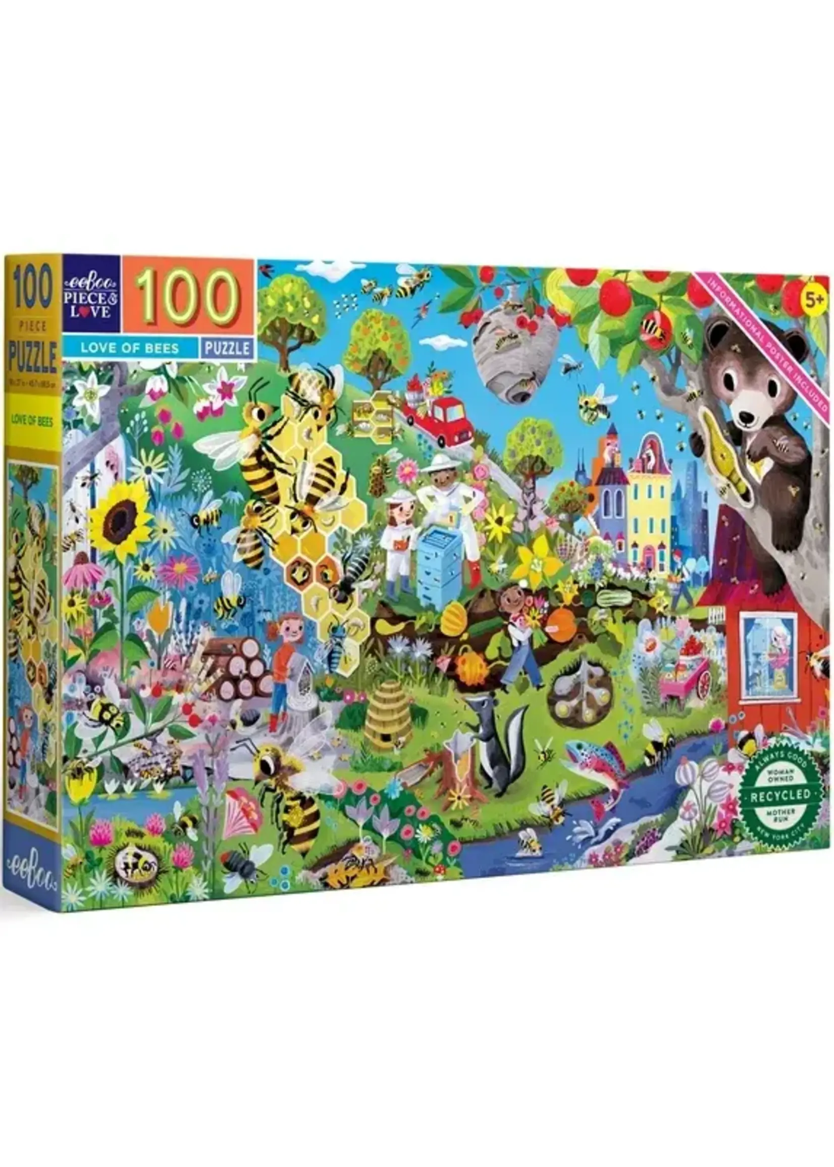 Eeboo Love of Bees 100 Pc Puzzle