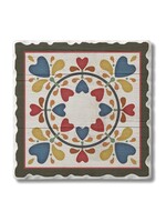 Highland Home Folk Hearts and Flowers Barn Quilt Coaster