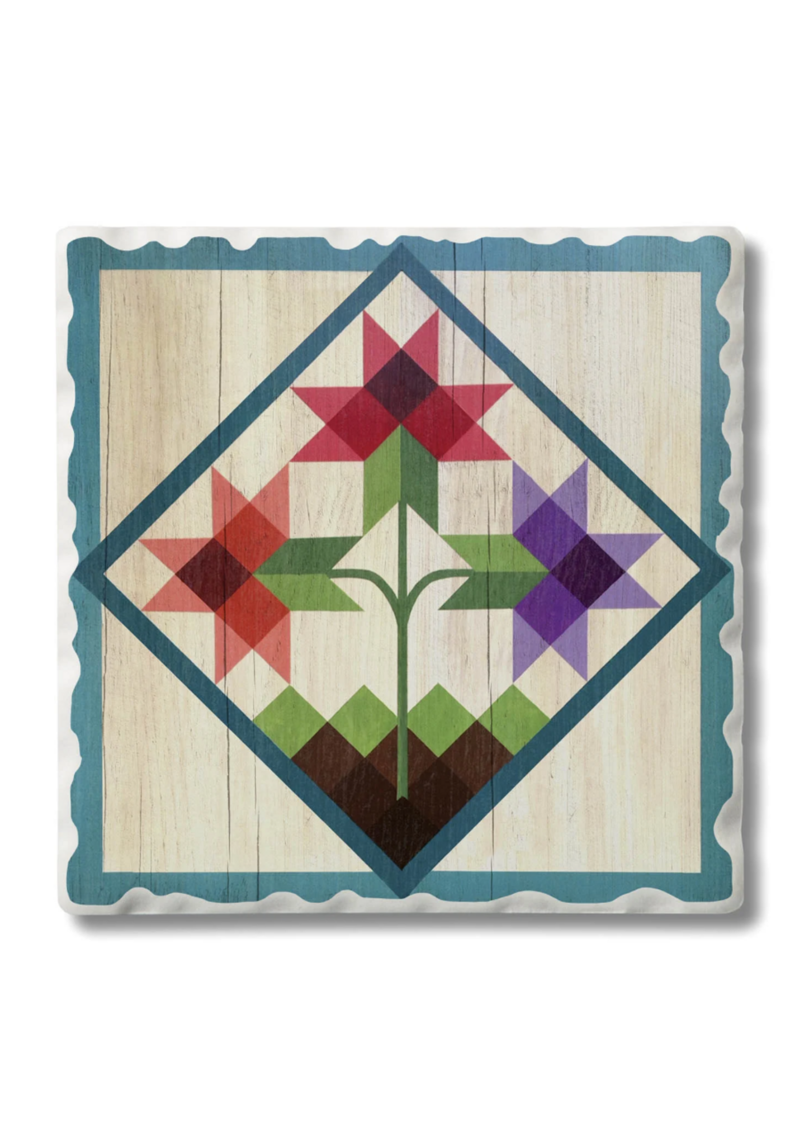 Highland Home Tulip Trio Barn Quilt Coaster