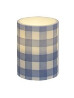CWI Gifts Blue and White Gingham Pillar Candle 3" x 4"