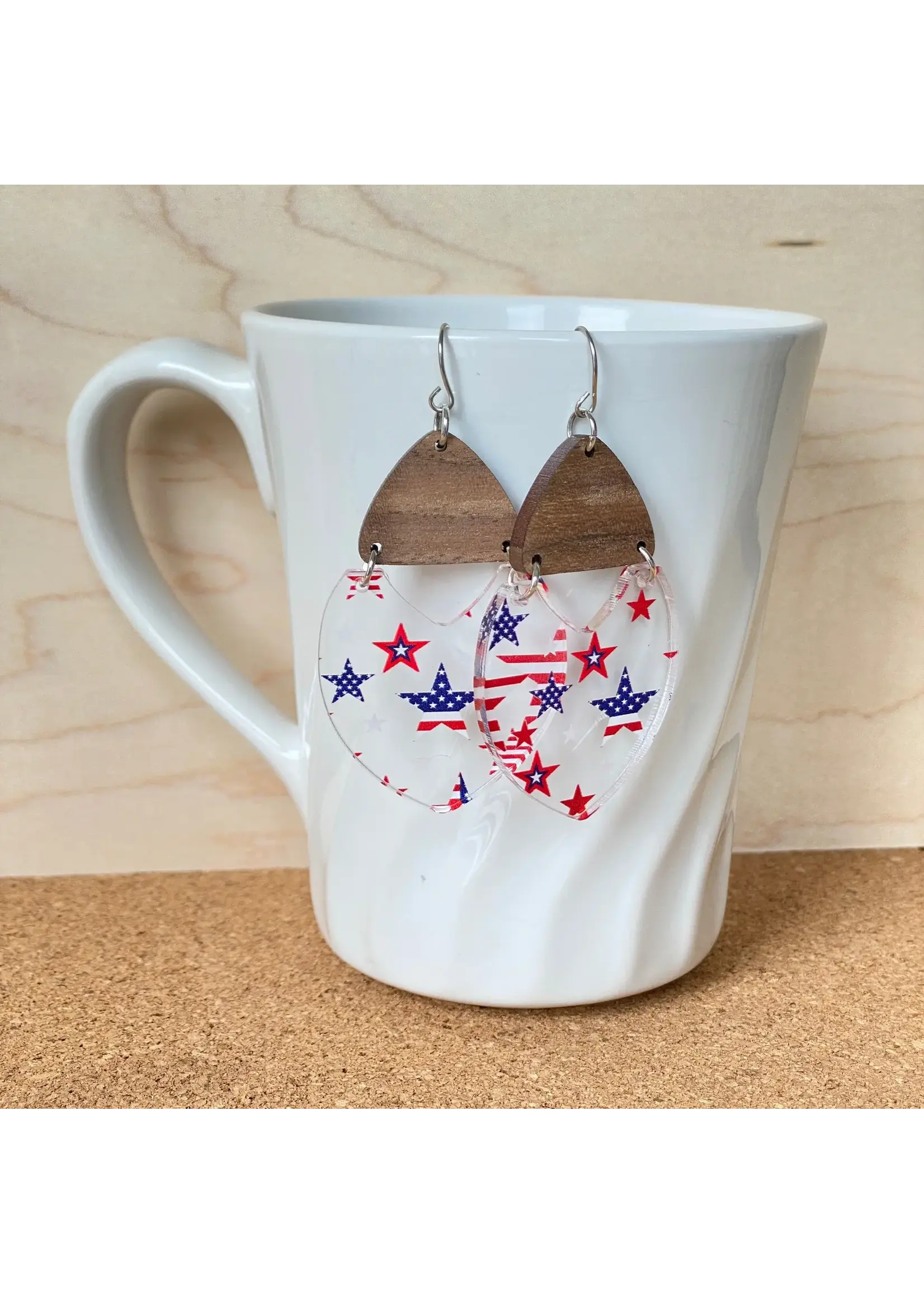 Holly & Liz Country Stars Wood & Acrylic Drop Earrings